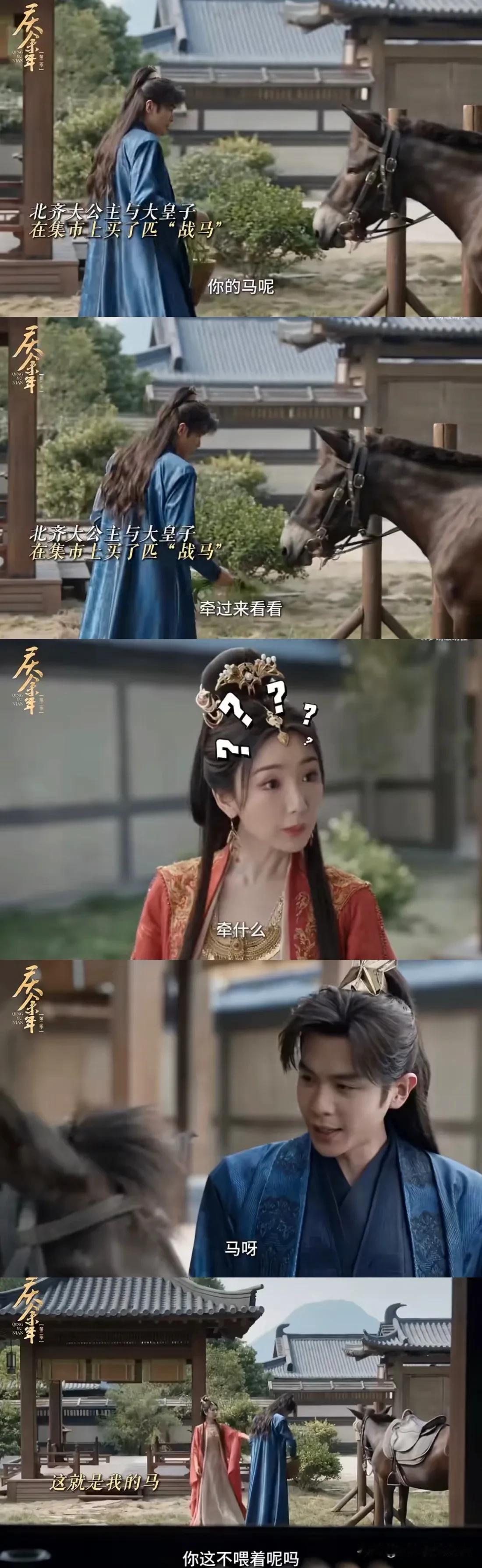 哈哈哈哈！北齐大公主要赔大皇子战马，于是大皇子带她去集市买了一骡子，大公主一脸单