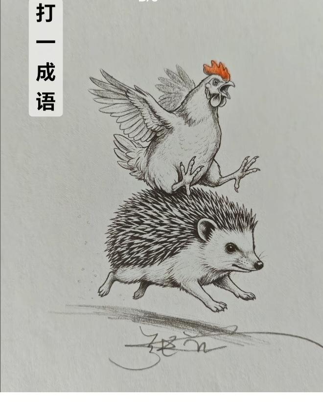 〔看图猜成语〕根据图中画面，谐音猜个成语来。你快来挑战一下吧！