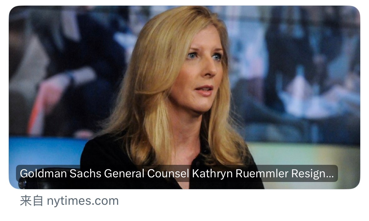 高盛首席律师凯瑟琳·鲁姆勒与杰弗里·爱泼斯坦的长期关系曝光后辞职。高盛和这个律师