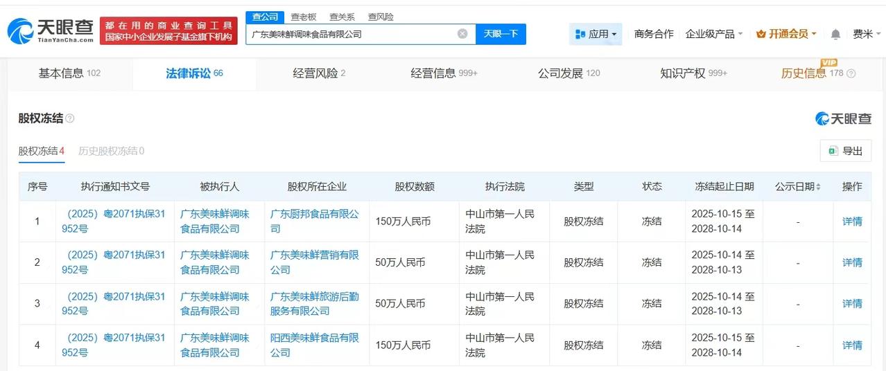【厨邦小童旗下多家公司股权被冻结 厨邦小童涉多起买卖合同纠纷】
据媒体报道，近日