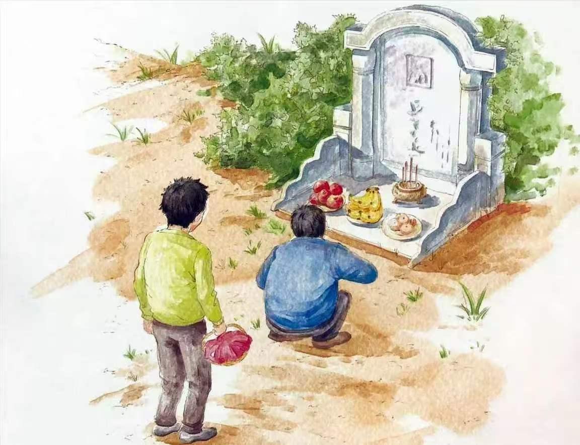 清明有感
清明奠祭泪纷垂，
冥纸化蝶入霭微。
萱室椿庭勤奉养，
胜如丘垄万堆灰。