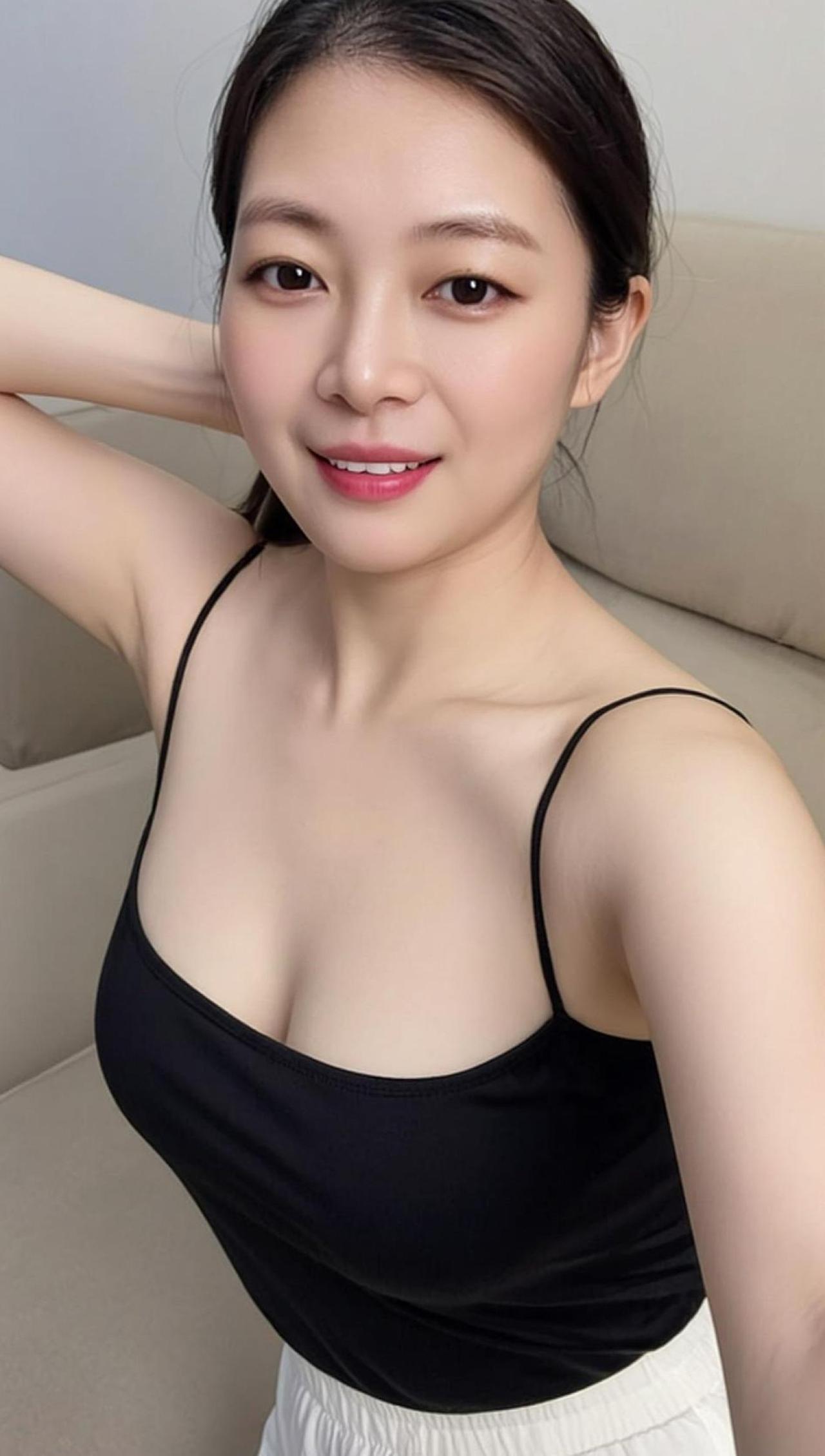 AI沙发前自拍 穿搭美女日常分享上热门