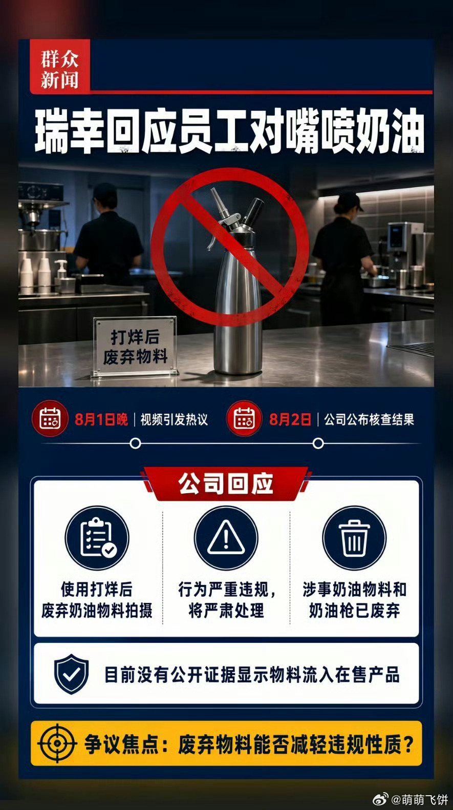 瑞幸对嘴喷奶油员工已开除，哪怕物料准备丢弃，制作器具也不能拿来嬉戏。一时玩乐引来
