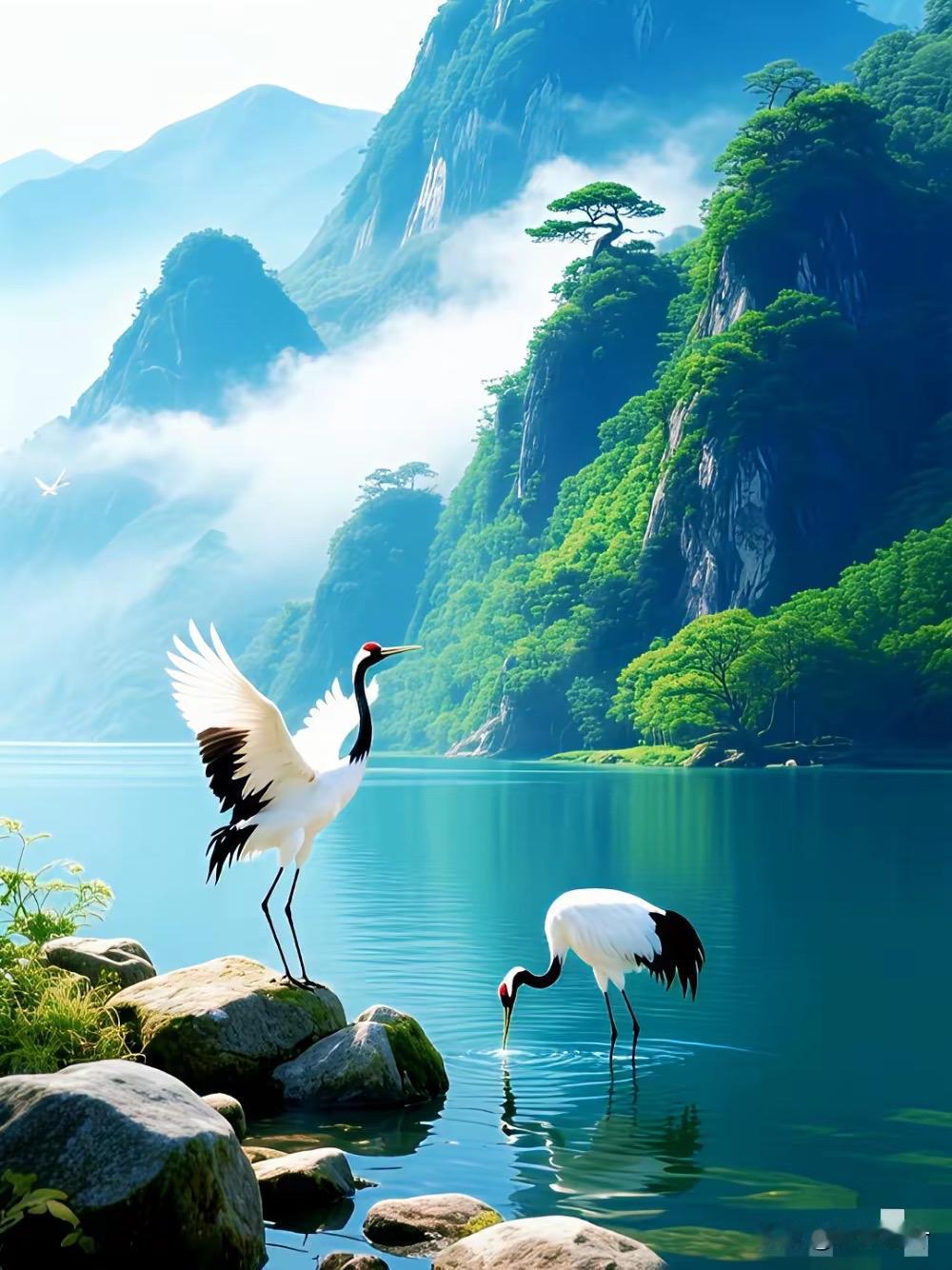 平平仄仄）三江流水，
仄仄平平）两岸莺声。
横批：《流水与莺声》