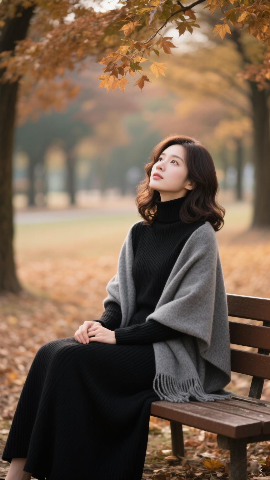 秋日午后，我挑了公园的长椅坐下。这里像打翻的调色盘，枫叶红、银杏黄、松柏绿交织。