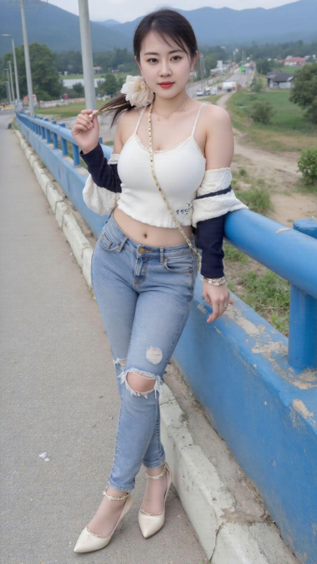 穿搭 紧身牛仔裤