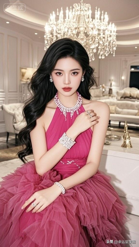 梦幻粉色礼服，闪耀的奢华之夜