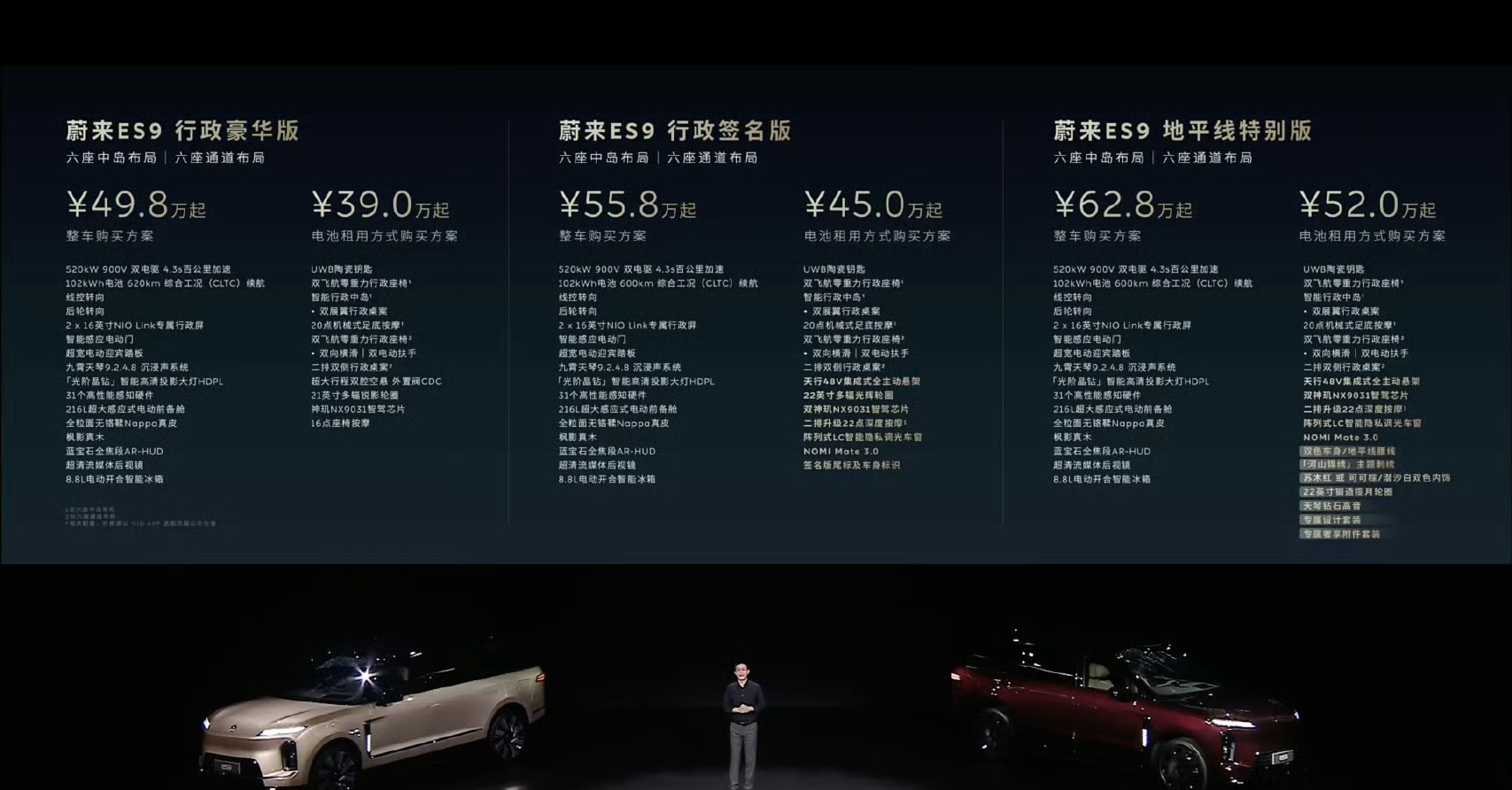 蔚来 ES9 买断49.8 万起，Baas 版39万这个竞争力我觉得还真可以蔚来