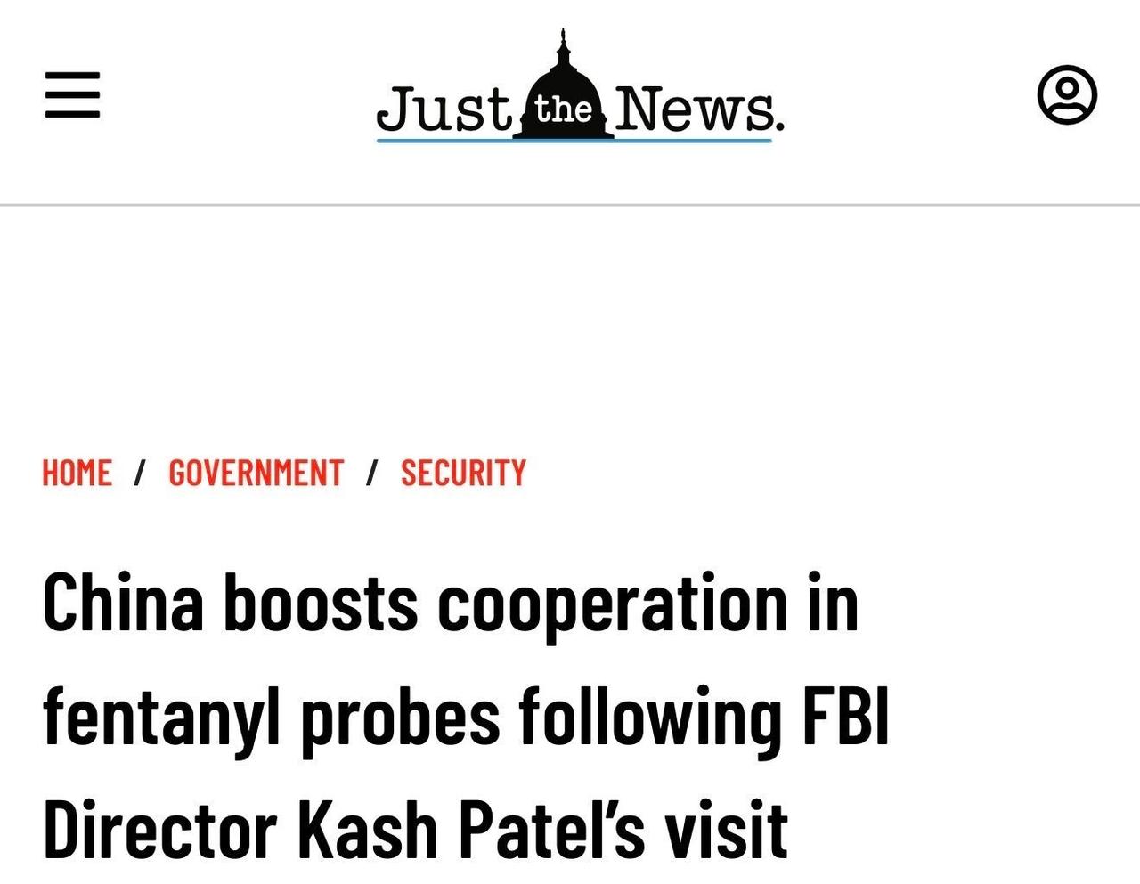 联邦调查局局长卡什·帕特尔：一次具有历史意义的访华之行，如今正在开花结果。与中国