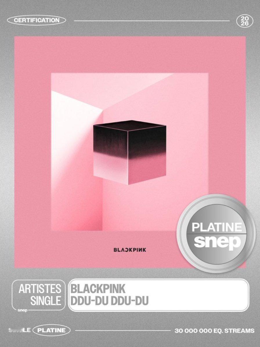 BLACKPINK 「DDU-DU DDU-DU」法区流媒突破3000万，获得s