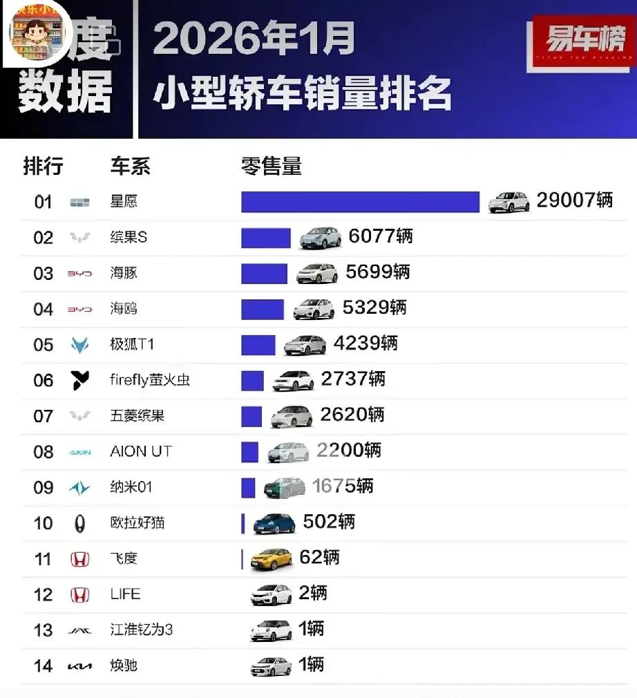 1月纳米01销量仅仅在热销车型欧拉好猫之上？吉利星愿为何能够常年断崖式霸榜第一呢
