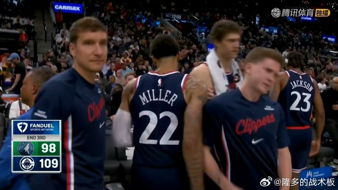 快船领先森林狼11分进入第四节！伦纳德39分（18中13），爱德华兹32分（14