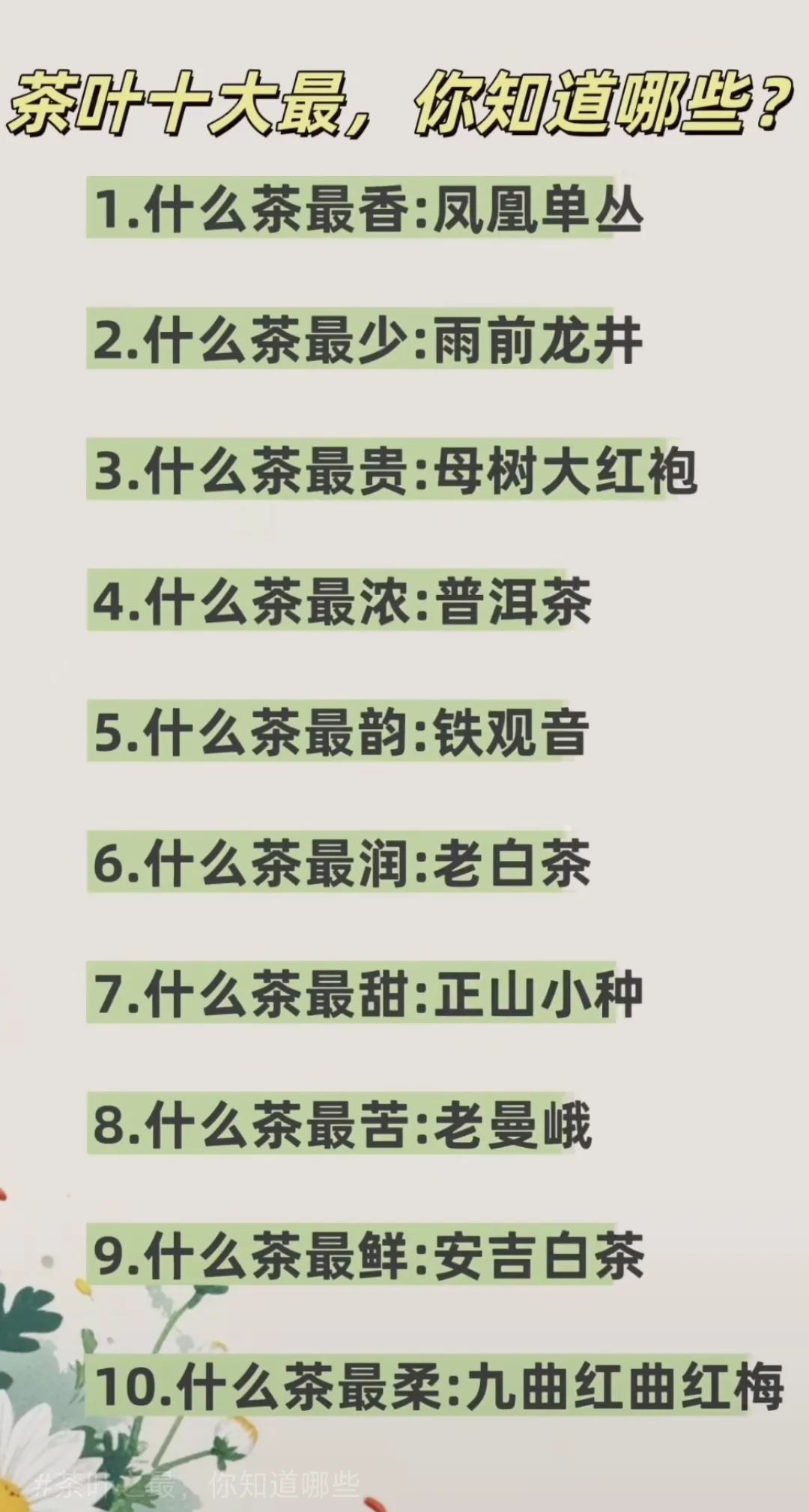 茶叶十大最，你知道哪些?