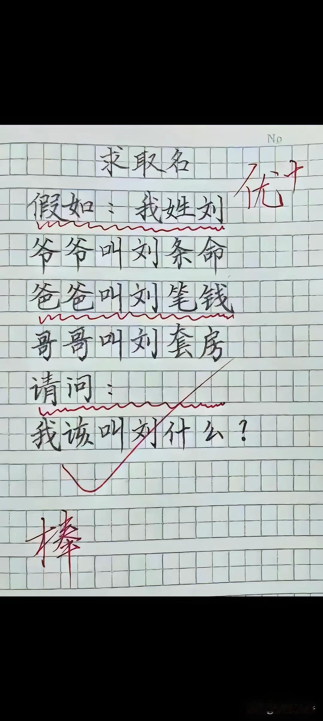 谁能帮我取个霸气的名字？！
​网友评论：
​刘玄德，刘把枪，刘长剑，刘大炮，刘炸