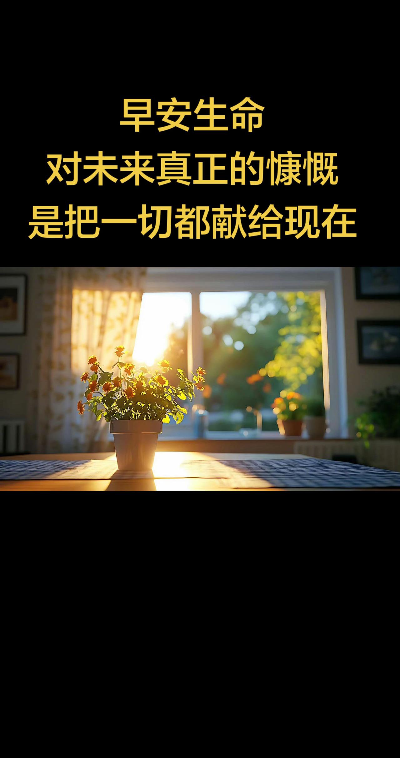 早安生命！对未来真正的慷慨，是把一切都献给现在。