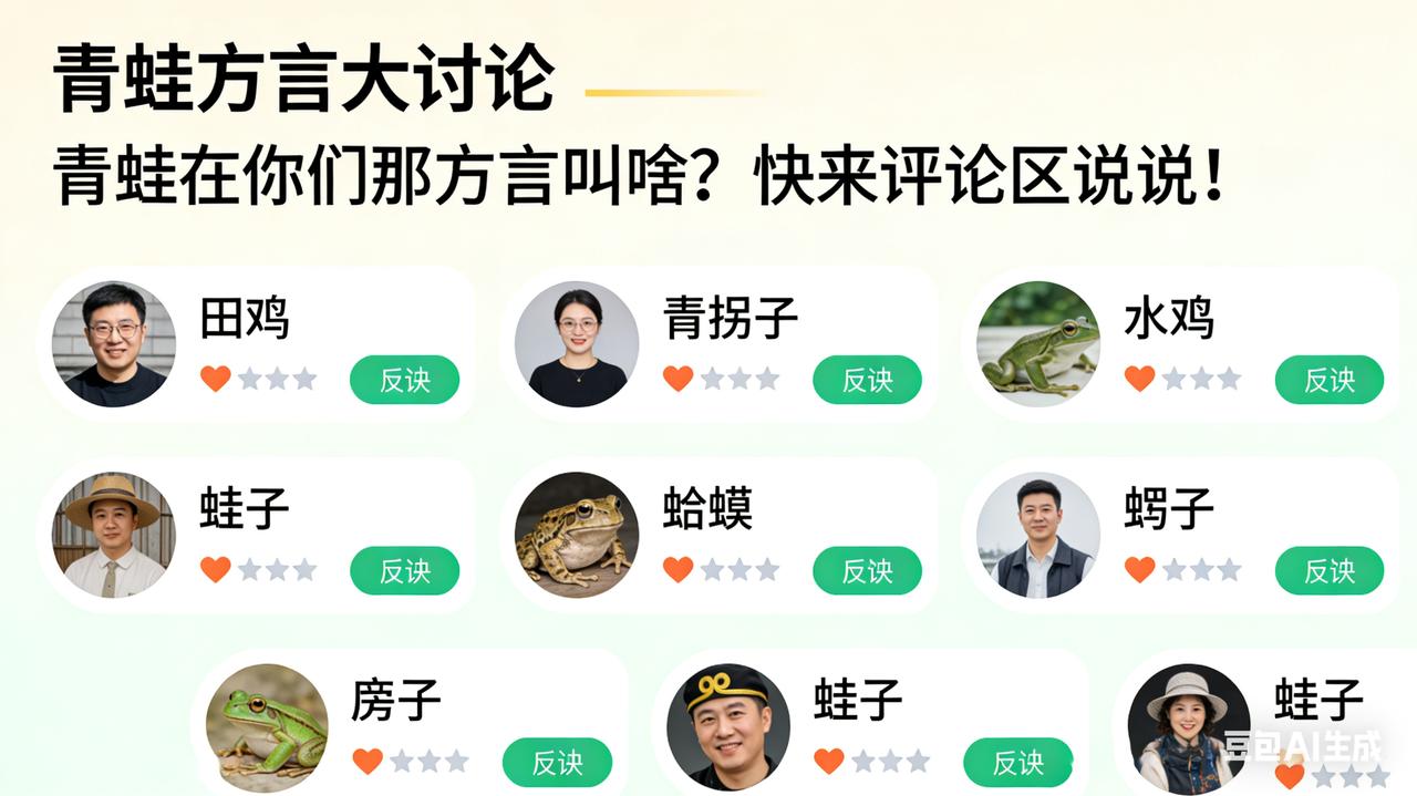 青蛙在你们那方言叫啥？快来评论区说说！
