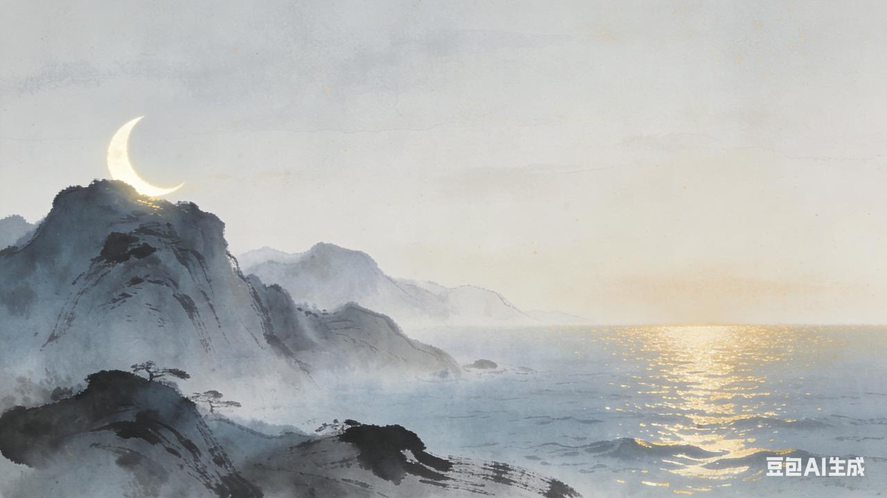 “西山观月落，东海待日出”，一静一动，一收一放，意境开阔。月落西山，是夜色将尽的