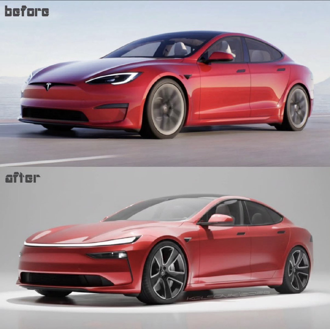 特斯拉 Model S 概念渲染图。by The Tesla Newswire我