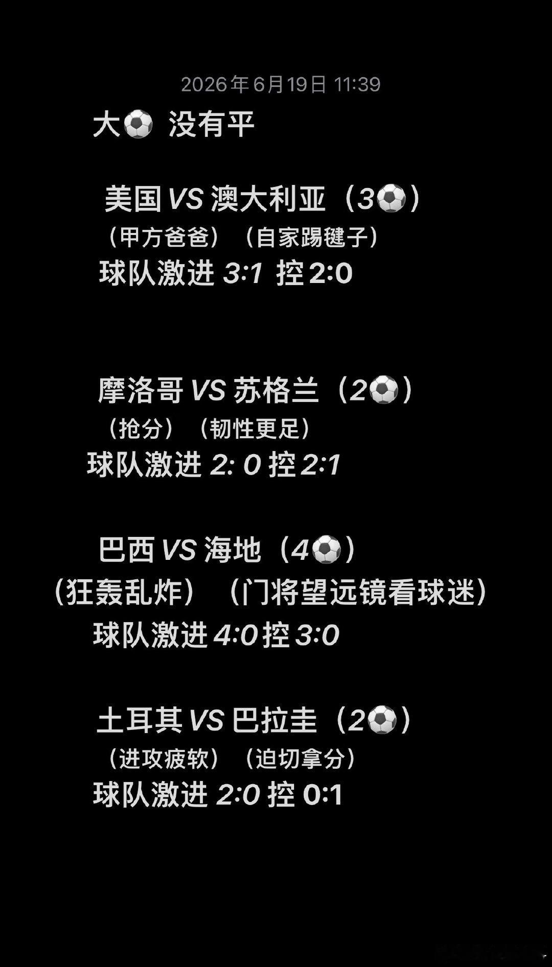 ⚽ 6月20日世界杯4场比分预测（小组胜出+冲排名） 1. 美国 vs 澳大利亚