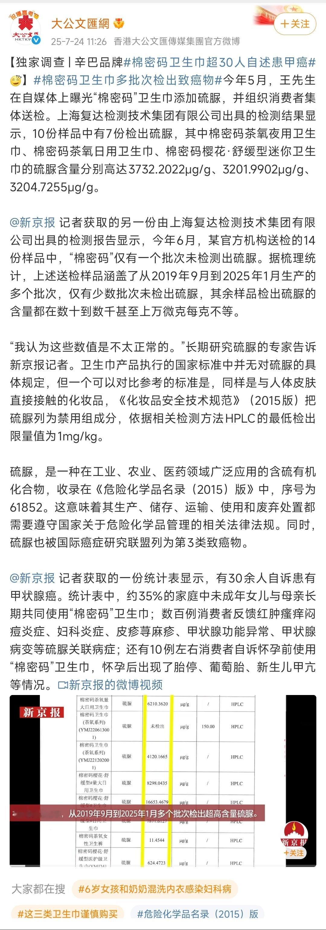 辛巴 棉密码这人没底线的，直播间的都是剧本演的，唉！卫健局回应棉密码卫生巾问题 