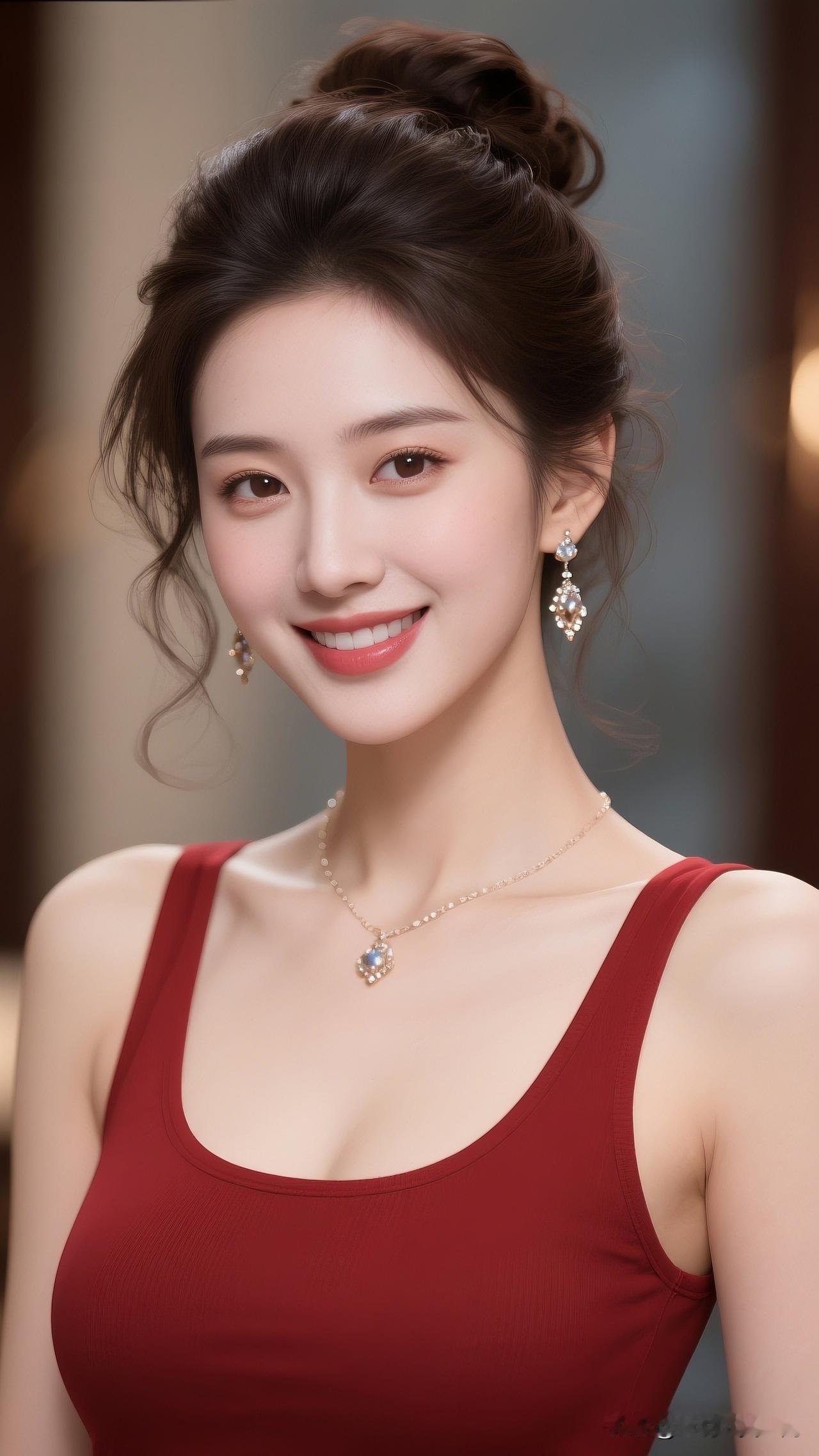 优雅红裙，甜美笑容，闪耀耳环，气质满满！💖✨怎么穿出优雅迷人的气质