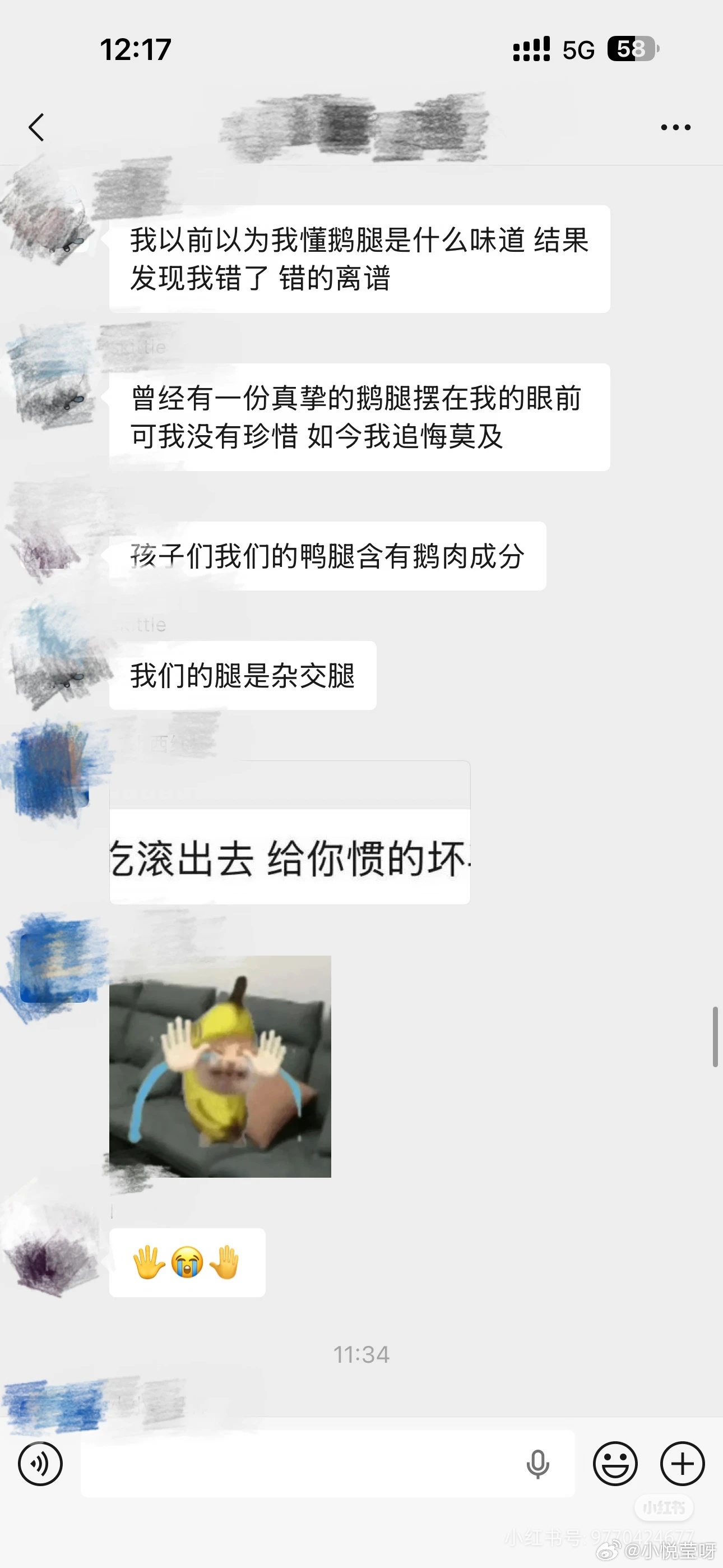 鸭腿群雷霆聊天记录变质的鸭腿按照鹅腿卖，吃过的孩子都破防了，一个个被逼成了作家，
