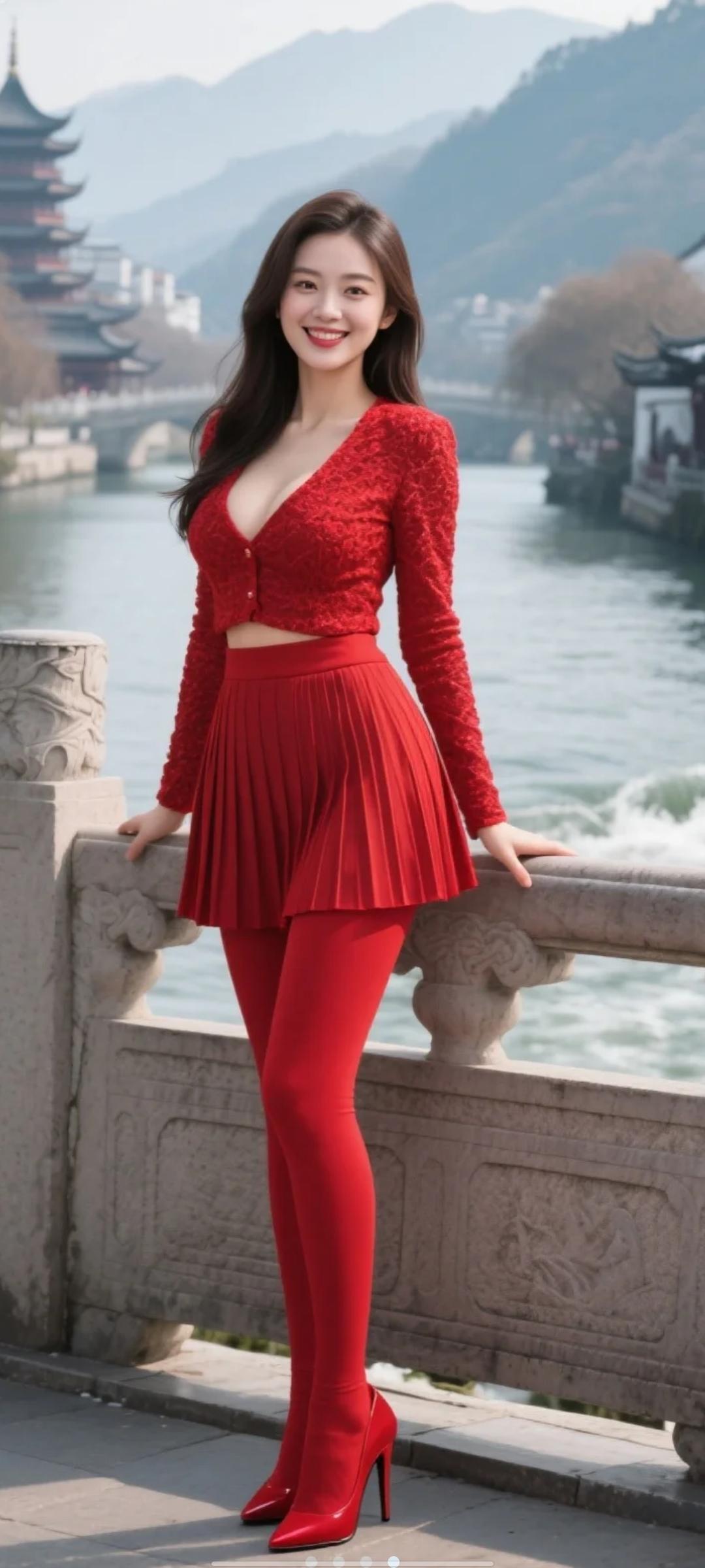 红色穿搭，是不是很喜庆？