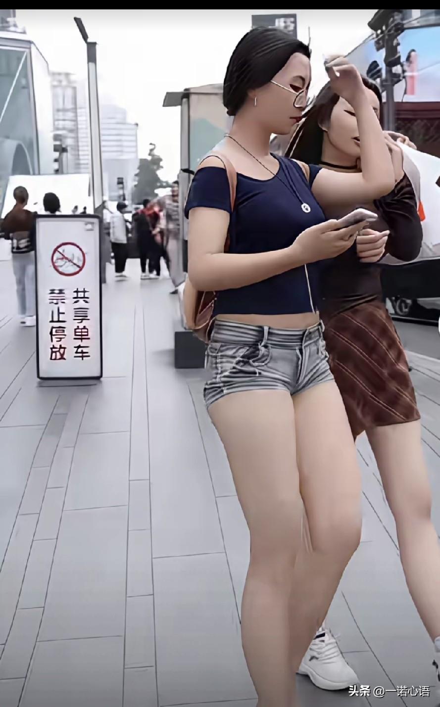 我就佩服这种敢穿的女孩儿，只有你不敢卖的，没有人家不敢穿的。
就这小短裤儿，我连