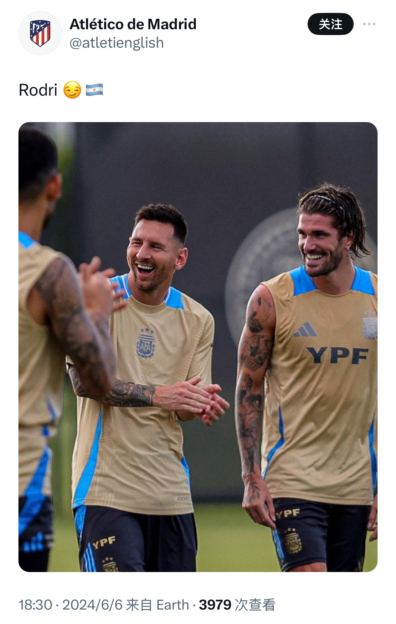 马竞英文官推：😏🇦🇷#2024美洲杯# ​​​