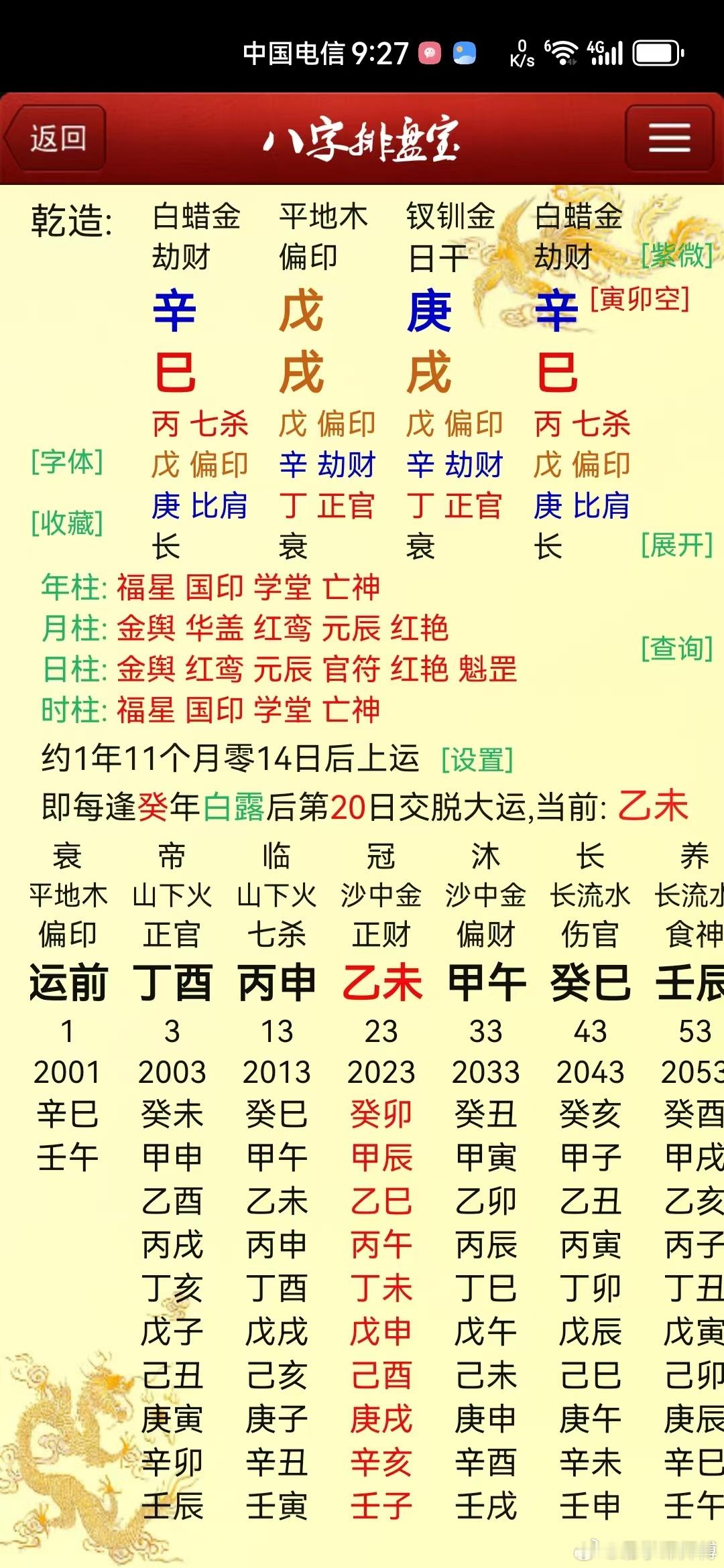 五行缺水缺木，没有食伤生财。学计算机的（北京青鸟）五六千一个月！ 
