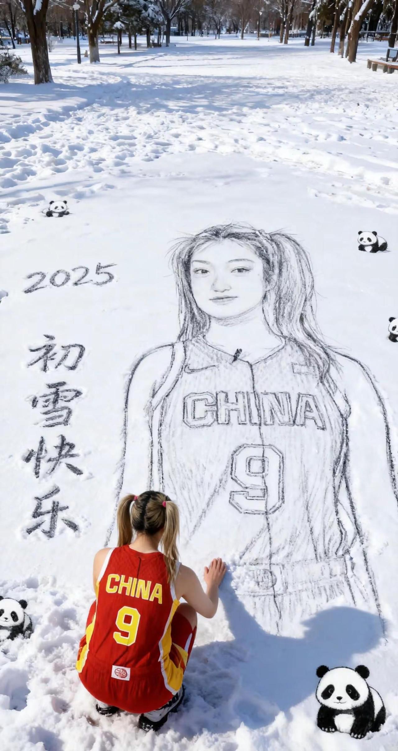 李梦 在雪地里当画家咯 万物皆有初雪氛围