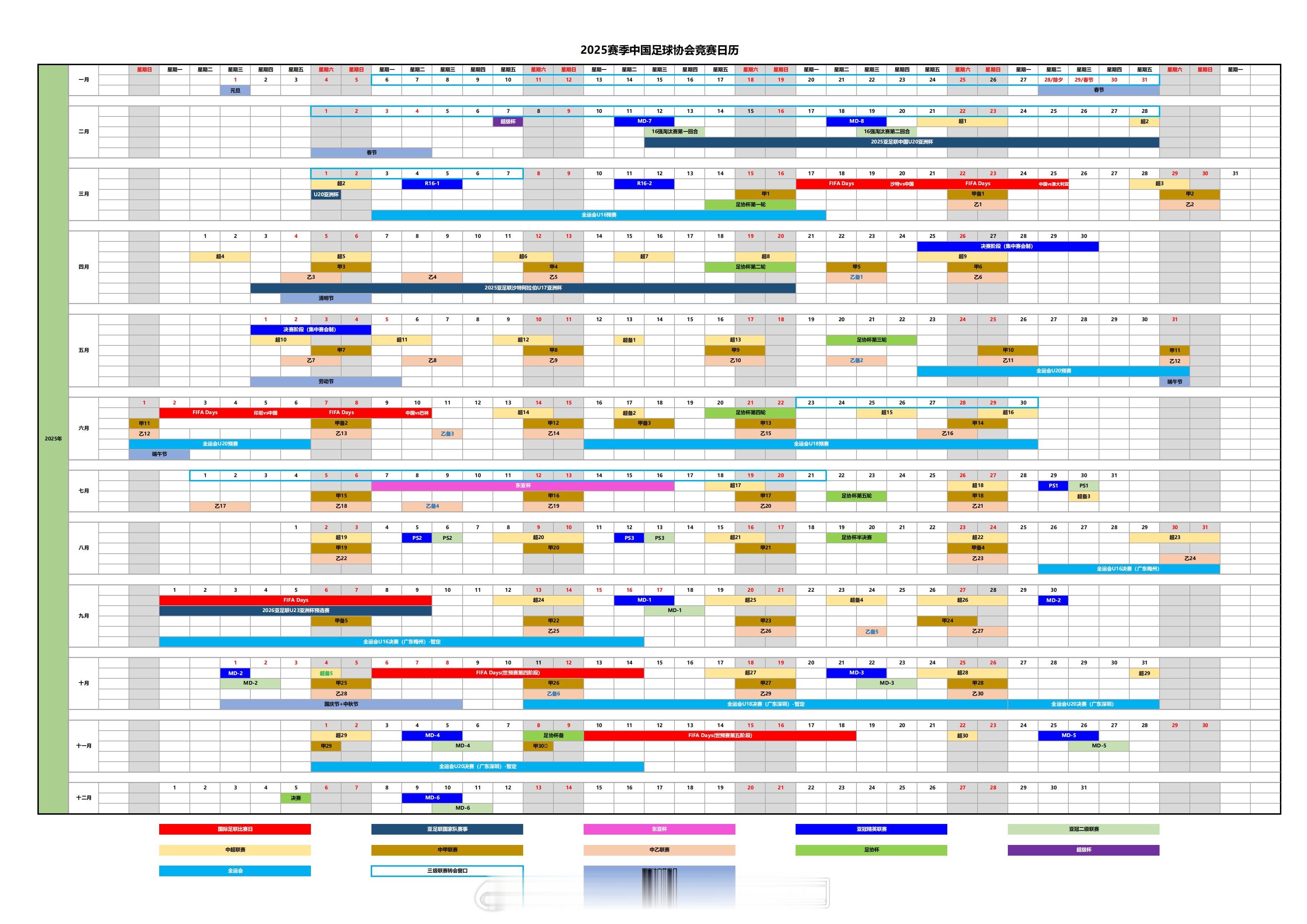 2025赛季中超时间确定  国足18强赛  中超联赛  根据中国足协官网发布的2