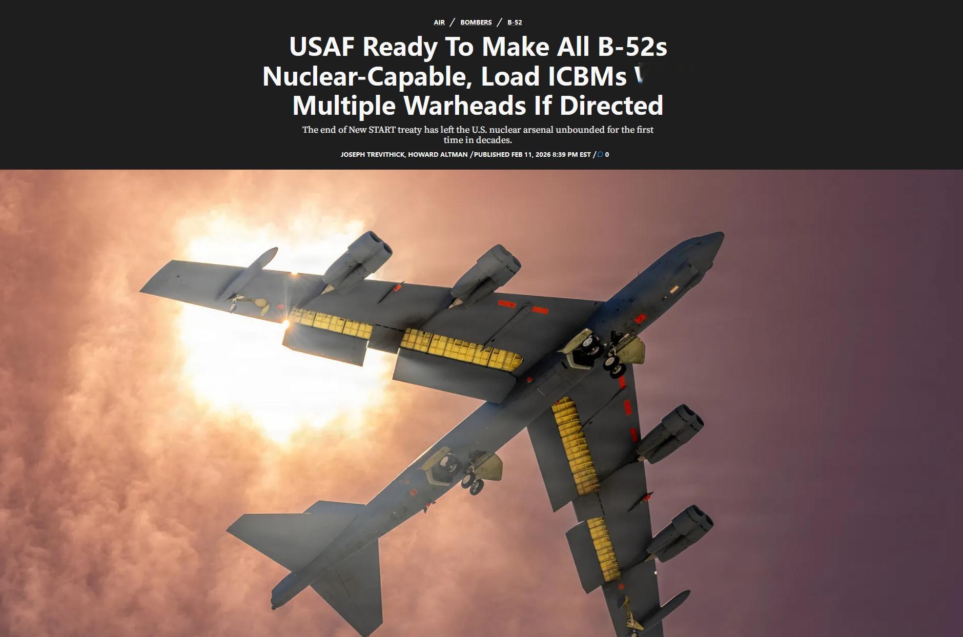 美国人计划走出扩核第一步：把所有的B-52都改成nuclear capabili