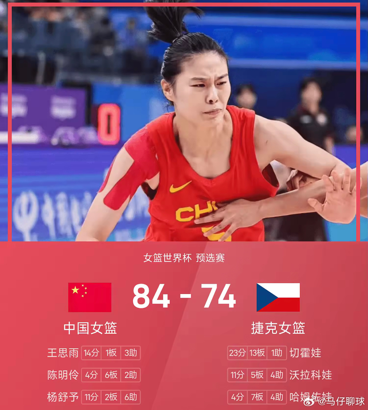 03月15日讯 26赛季女篮世界杯 预选赛，捷克女篮对阵中国女篮。双方全场战罢，