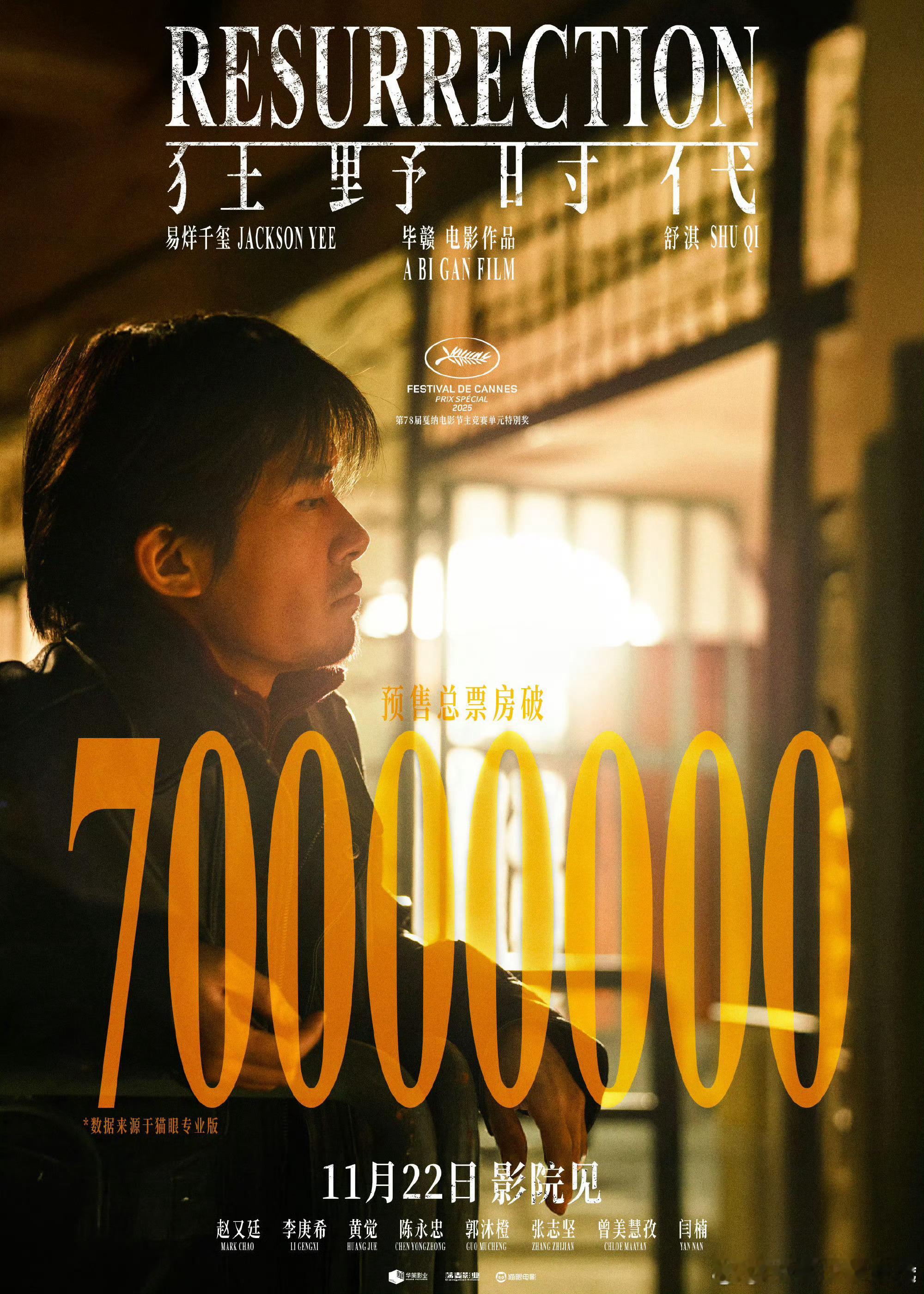 距离上映还有两天，易烊千玺主演的电影《狂野时代》预售票房突破7000万，文艺片能
