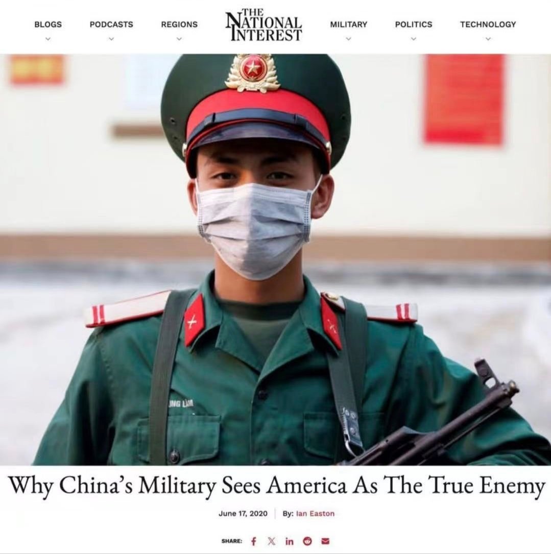 美国《国家利益》杂志，图看着很不对劲文章就不说了，看标题就知道在扯什么。就是这图