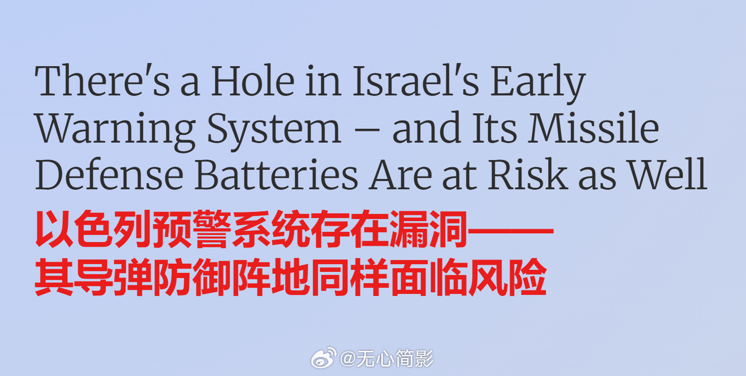以色列《国土报》：以色列预警系统存在漏洞——其导弹防御阵地同样面临风险。（正文）