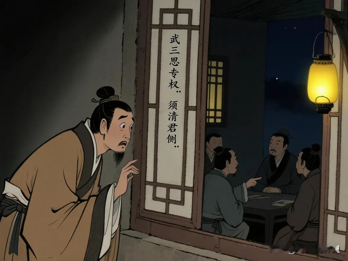 神龙二年深夜，诗人宋之问躲在恩人张仲之的纸窗外偷听，室内几人正低声密谋： “武三