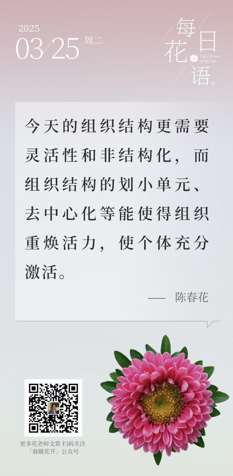 今天的组织结构更需要灵活性和非结构化，而组织结构的划小单元、去中心化等能使得组织