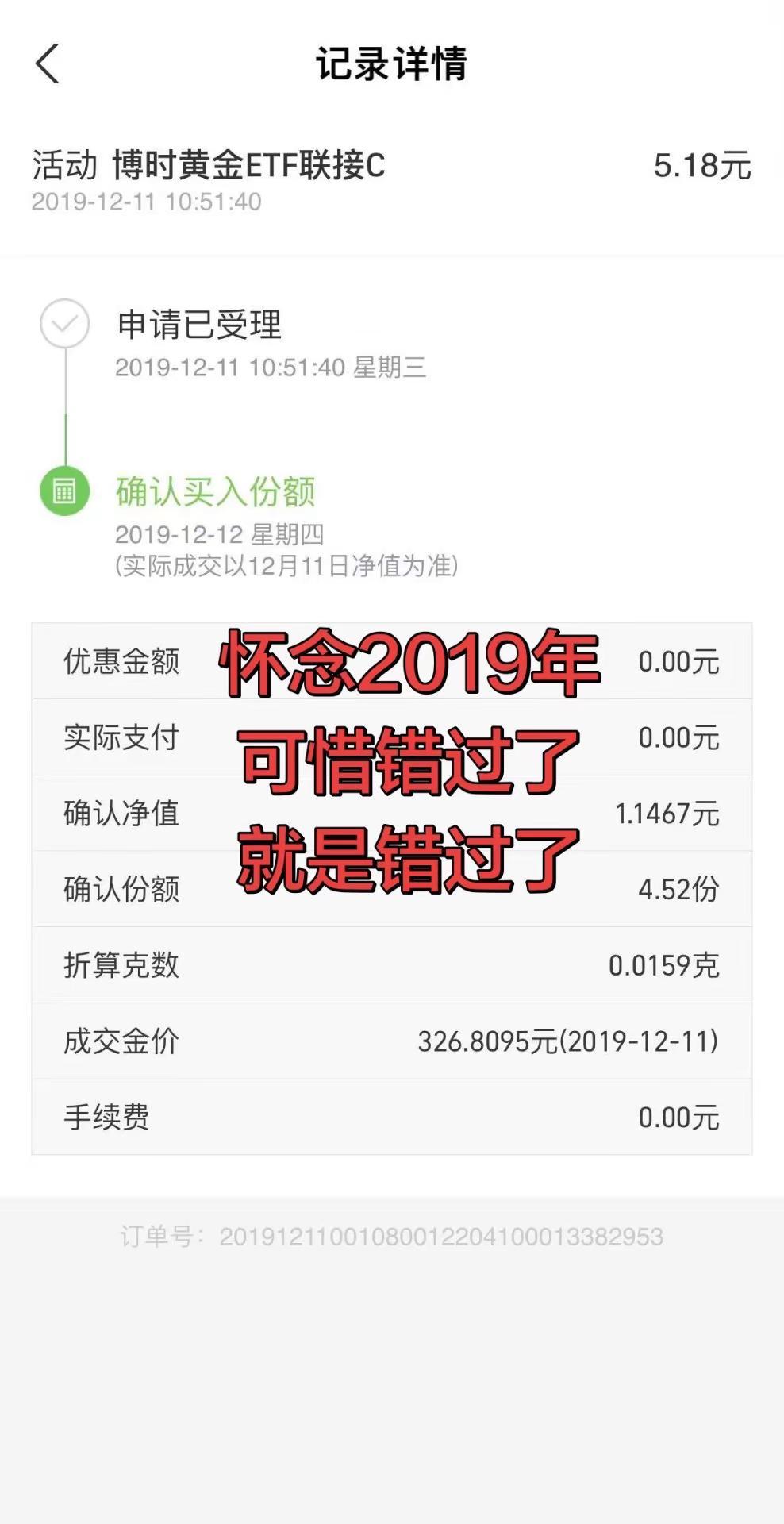 2019年的黄金基金多少钱。