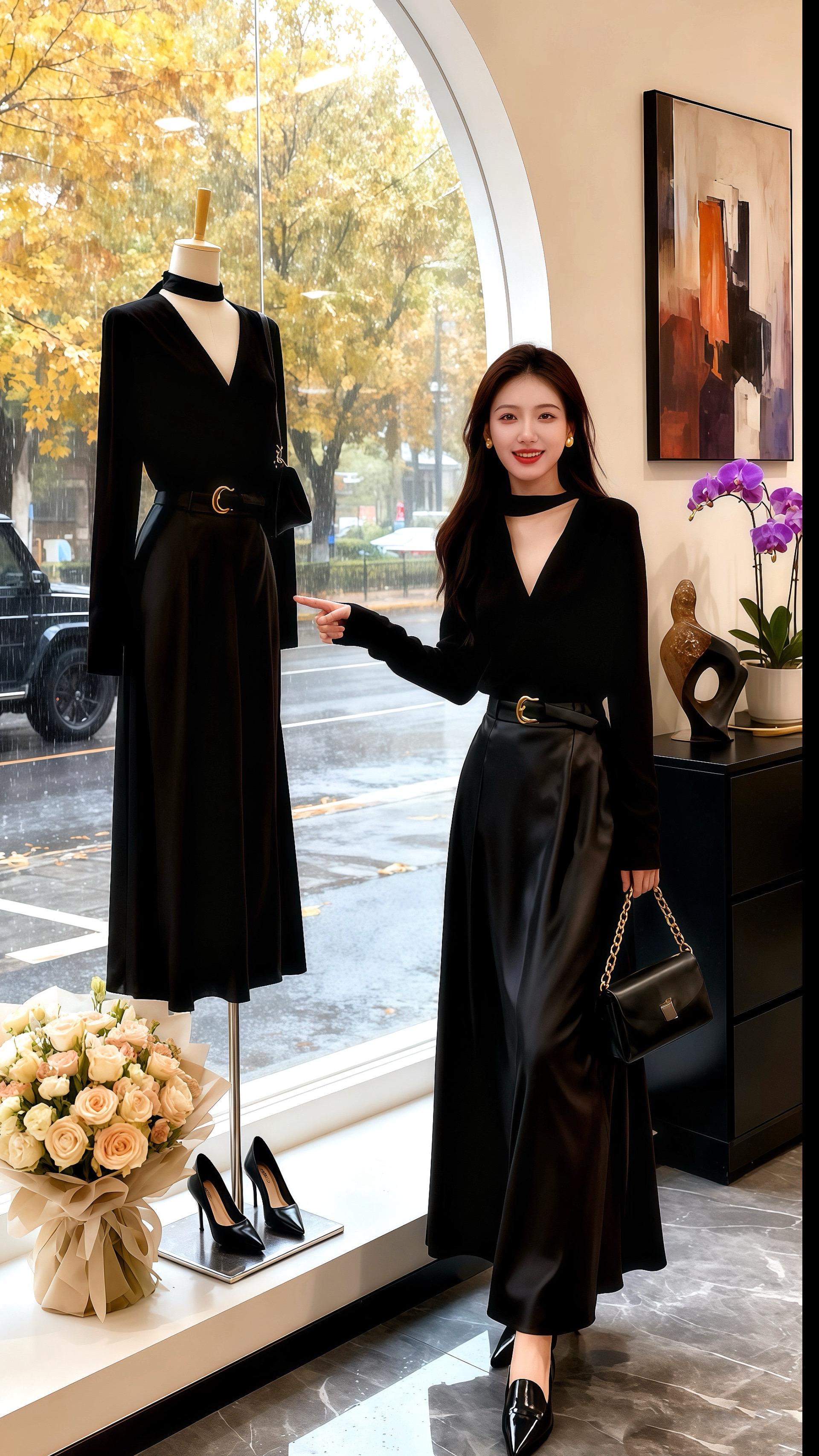 秋日的雨丝敲打着女装店的落地窗，许妍抱着泰迪犬“布丁”，在镜前转了个圈...