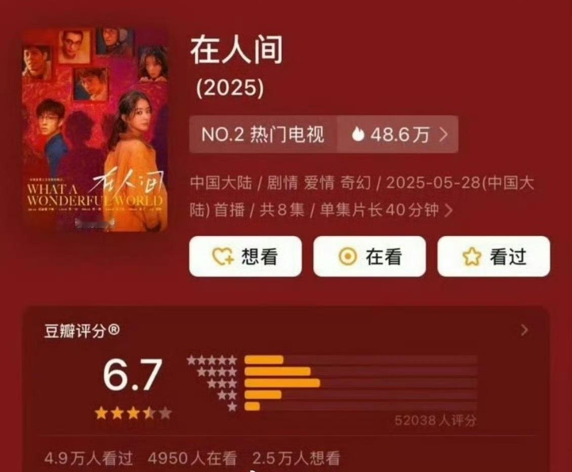 赵丽颖在人间开分6.7在人间开分6.7，这部剧唯一的作用可能就是在十年之后，某解