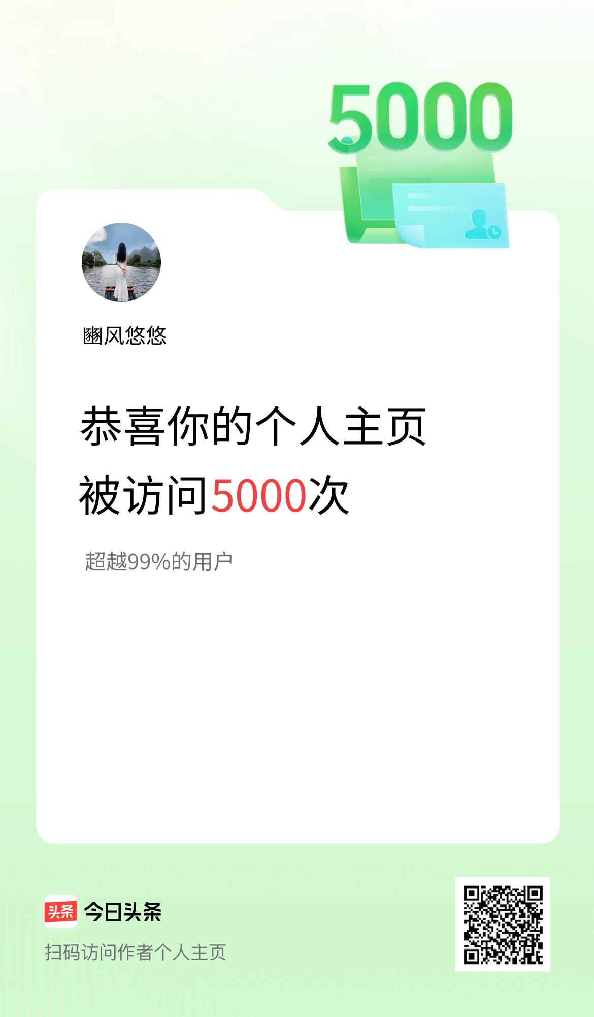 我的头条个人主页被访问5000次啦！