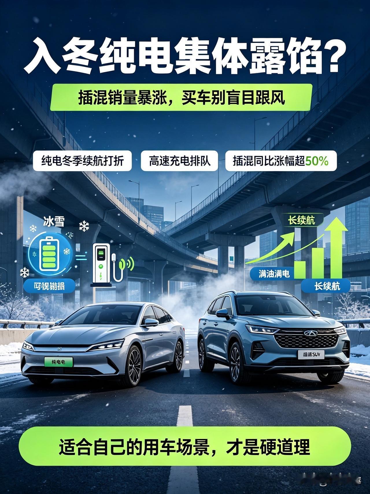 入冬纯电集体“露馅”？插混销量暴涨，买车别再盲目跟风

北方多地骤降入冬，纯电车