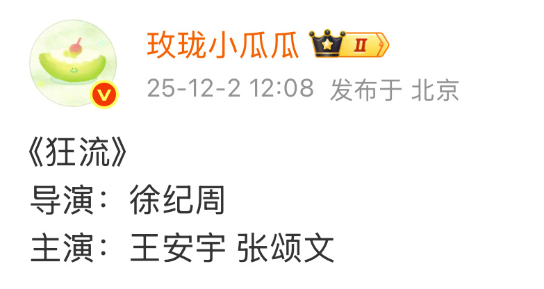 狂飙的兄弟篇狂流？王安宇搭张颂文 资源那么好啊 