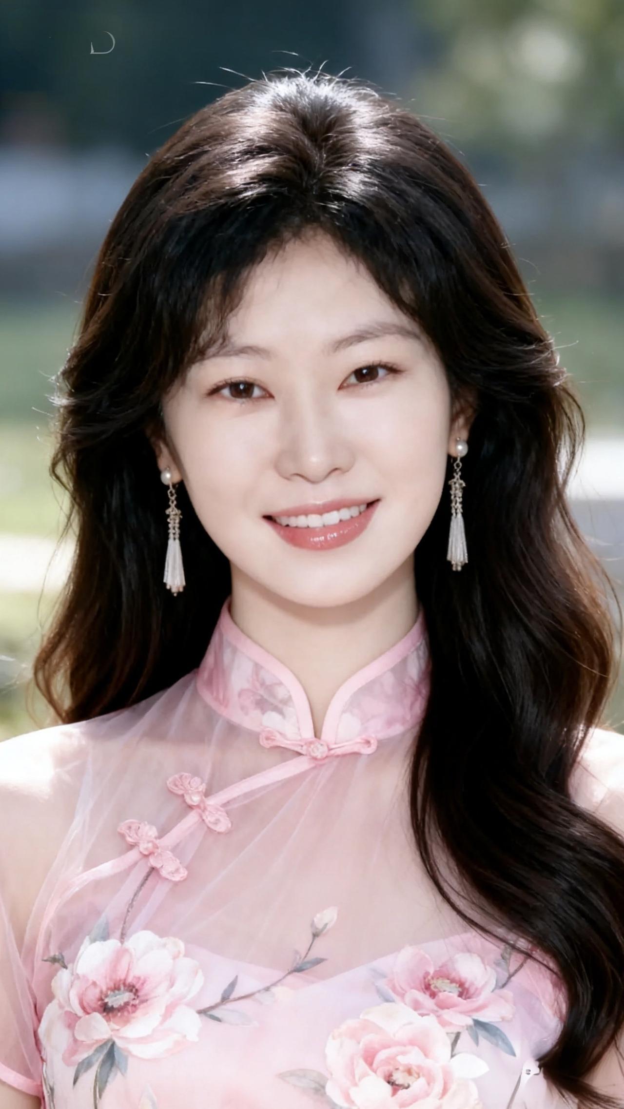 温柔甜美的粉色旗袍，绽放如花的笑容🌸💖