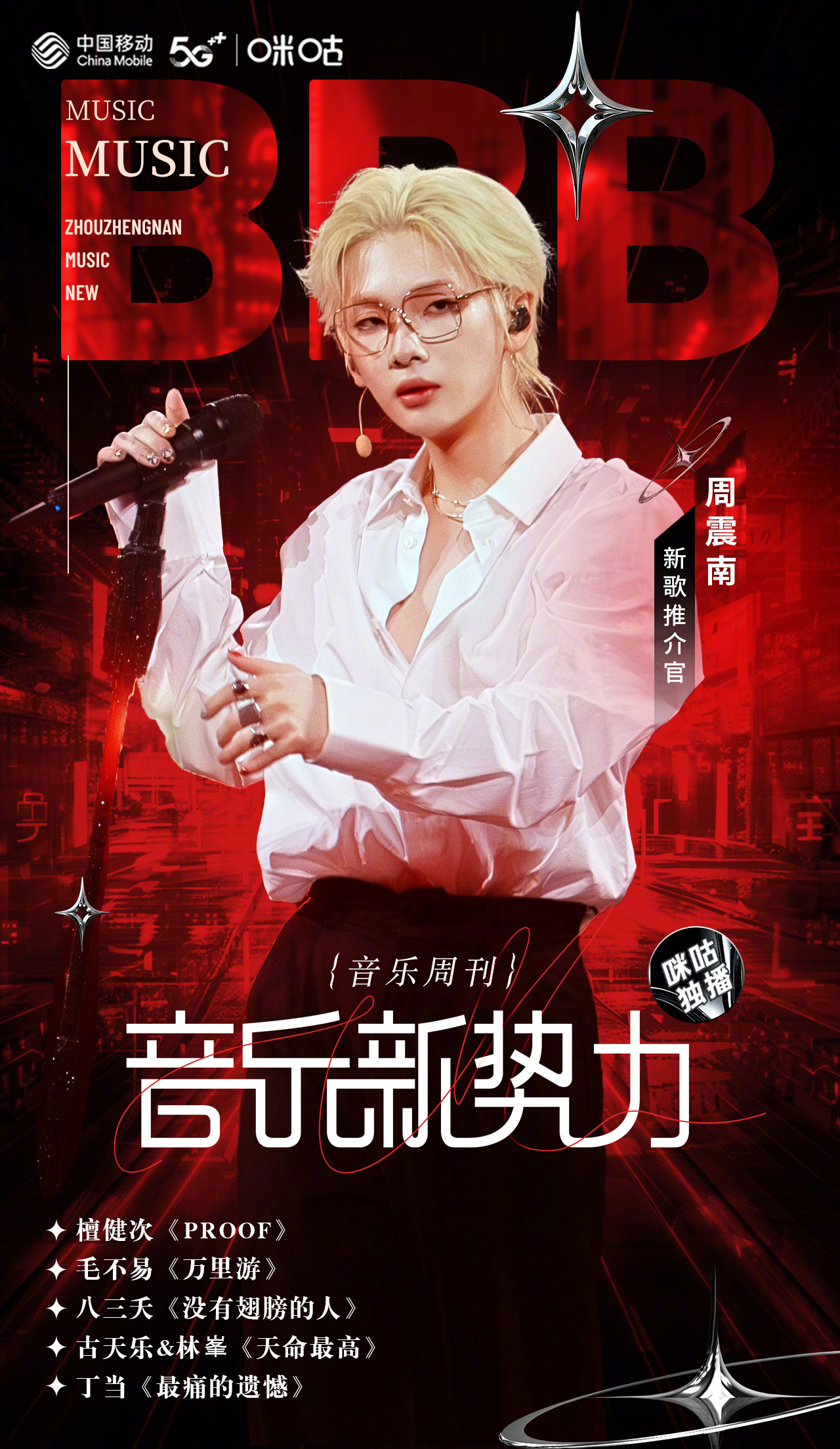 #咪咕视频音乐新势力#  本期新歌推介官：周震南  为我们带来新专辑《BBB》当