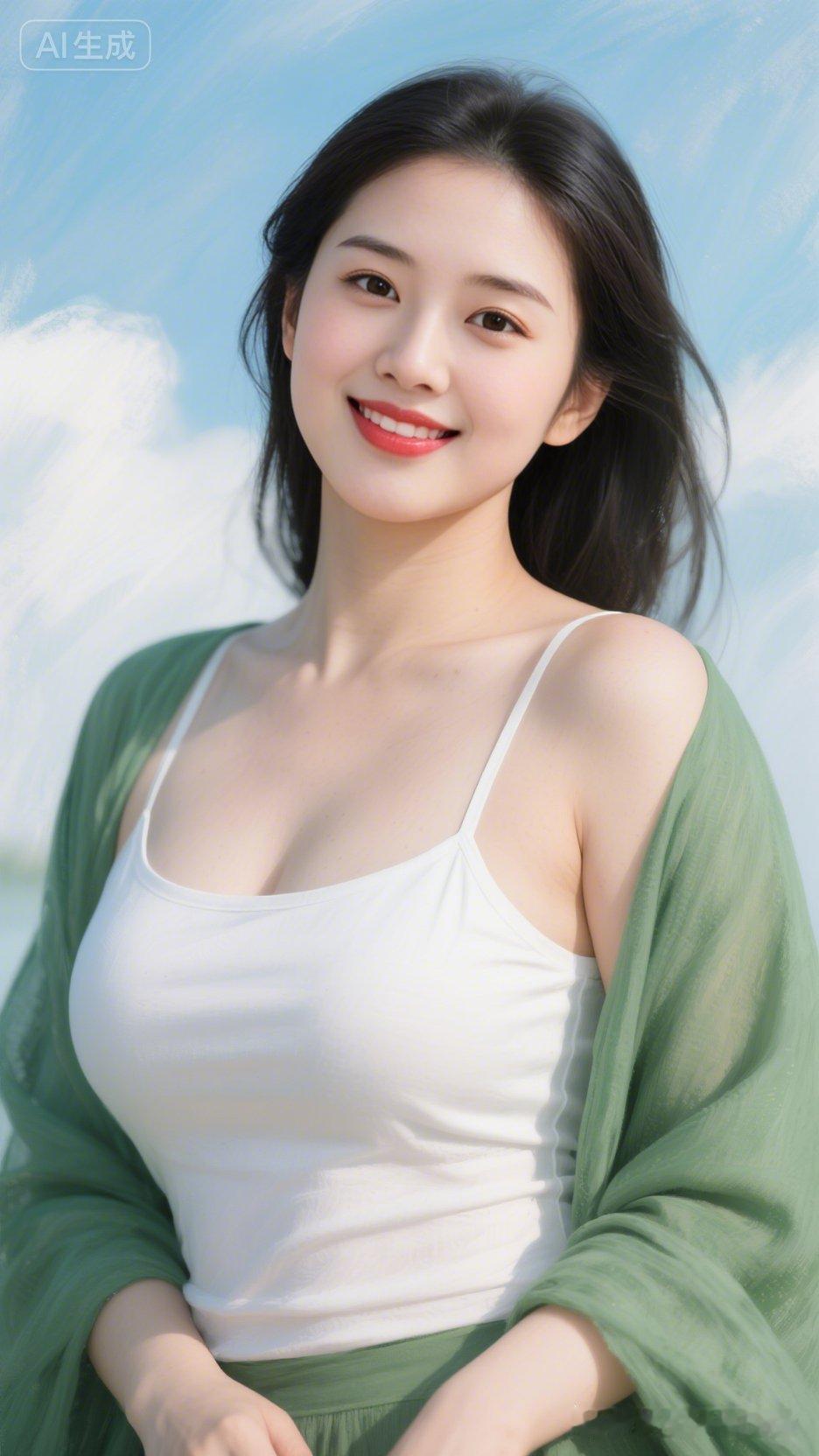 阳光明媚的夏日，甜美笑容的少女，清新自然的美！🌞😊