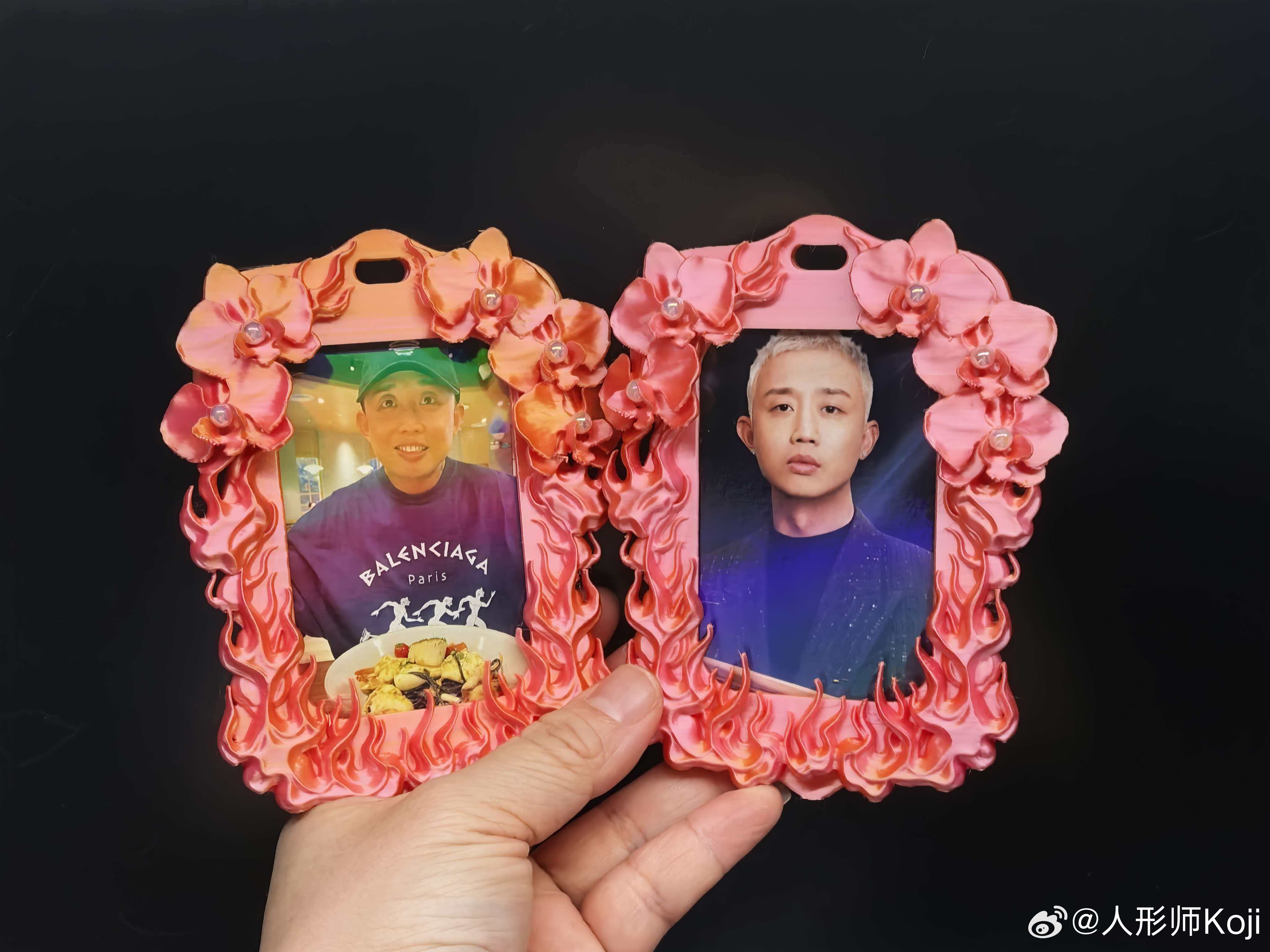gai演唱会物料 前几天做的卡套，火焰+兰花主题。打了几个颜色测试，丝绸白，丝绸