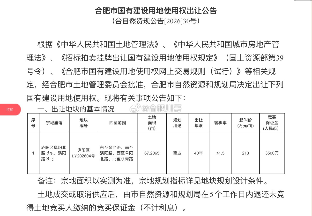 庐阳区一商业地块挂牌出让，合肥山姆二店来了。地块位于庐阳区阜阳北路以东、涡阳路以